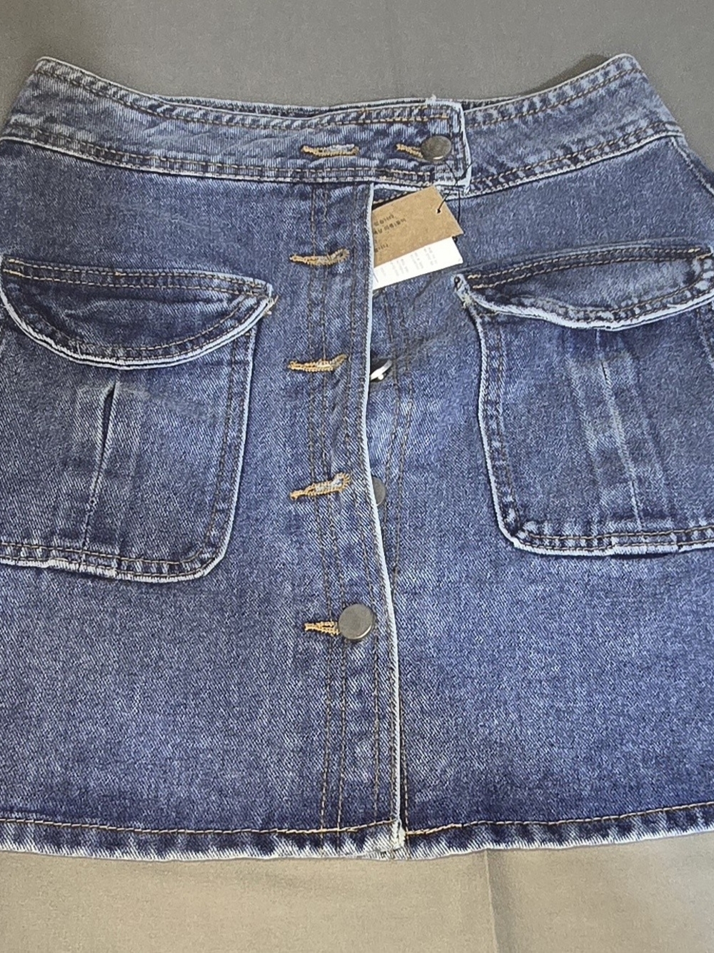 Y2k Classic Blue Denim Mini Skirt with Front Buttons